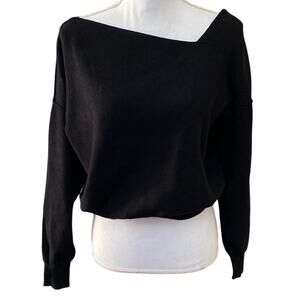 Truth By Republic Black Long Sleeve Sz Medium Cold Off Shoulder Classic Stretch